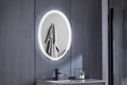 Oglinda baie Emily, ovala, 60x80 cm, iluminare LED, buton touch