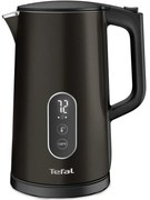 Fierbător electric Tefal KI831E10, 1800W, 1.7 l, 5 niveluri de temperatură, LED, Control tactil, Baza 360°C, Pereți dubli, Filtru anticalcar, Negru