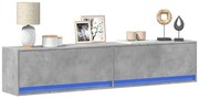 vidaXL Comodă TV de perete cu lumini LED, gri beton, 180x31x38 cm