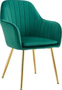 Fotoliu design, ţesătură de catifea smarald/crom-auriu, ADLAM NEW