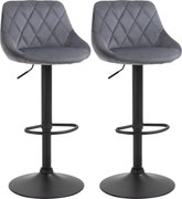 HOMCOM Scaun bar Reglabile in Inaltime cu Spatar, Greutate Suportata 120kg,51.5x48x83-104cm, gri | Aosom Romania