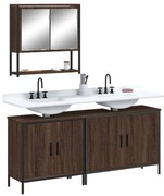 vidaXL Set mobilier de baie, 3 piese, stejar maro, lemn prelucrat