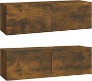 vidaXL Comode TV, 2 buc., stejar fumuriu, 100x30x30 cm, lemn prelucrat