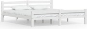vidaXL Cadru de pat, alb, 180x200 cm, lemn de pin masiv