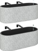 Outsunny Set 2 ghivece suspendate jardiniere cu orificiu de scurgere și cârlige 42 x 16 x 15 cm gri deschis | Aosom Romania