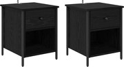vidaXL Dulap de noapte cu sertar 2 pcs Stejar Negru 40 x 42 x 50 cm