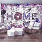 Fototapet - Home - inscripție florală (254x184 cm)