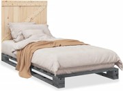 vidaXL Cadru de pat cu tăblie, gri, 90x200 cm, lemn masiv de pin