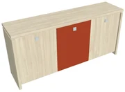 Dulap mic Verno 188 x 46 x 90 cm, uși combinate, salcâm / portocaliu