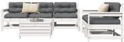 vidaXL Set canapea de grădină, 6 piese, alb, lemn masiv pin