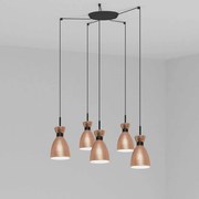Lustra suspendata cu 5 pendule RETRO cupru