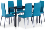 vidaXL Set mobilier de bucătărie, 7 piese, albastru