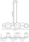 Lustră suspendată pe cablu MODEL 6xG9/8W/230V, albă