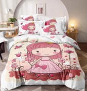 Lenjerie de Pat Finet 3D cu 2 Fete, 6 Piese, Pat 2 Persoane, Little Girl