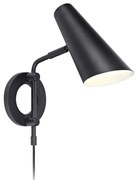 Aplică de perete neagră cu alimentare la priză ø 9,5 cm Cal – Markslöjd