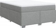 vidaXL Pat box spring cu saltea, gri deschis, 140x190 cm, textil