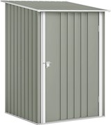 Outsunny Căsuță de Grădină 0.92m² din Oțel Galvanizat, Depozit pentru Unelte cu Ușă Batantă și Sistem de Blocare, Acoperiș Înclinat, 100x104x160 cm, Gri Deschis | Aosom Romania