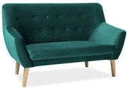 Canapea Nordic II Velvet, verde/lemn natural