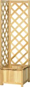Outsunny Jardinieră cu spalier din lemn Ghiveci exterior pentru colț pentru plante cățărătoare 40x40x145 cm Natural | Aosom Romania