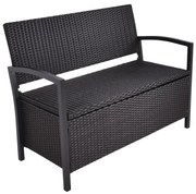 Bancă de grădină neagră din ratan artificial Ferrara – Garden Pleasure