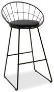 Scaun Bar Spow Cadru Metalic Negru Tapiterie Piele Ecologica Neagra