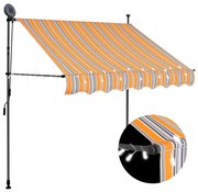 vidaXL Copertină retractabilă manual cu LED, galben &amp; albastru, 100 cm