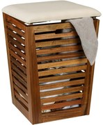 Wenko Coș pentru rufe murdare din salcâm cu scaunFondi 55 l