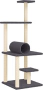 vidaXL Ansamblu pisici cu stâlpi din funie sisal, gri închis, 136 cm
