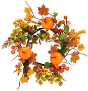 Coroniță de toamnă cu dovleac și eucalipt, 25 cm
