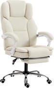 HOMCOM Scaun de birou ergonomic, fotoliu de birou cu spătar înclinat, înălțime reglabilă, 64x73x112-120cm, bej | Aosom Romania