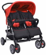 vidaXL Cărucior dublu din oțel, roșu și negru