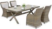 Set de luat masa din technorattan London pentru 4 persoane Garden Point cappuccino
