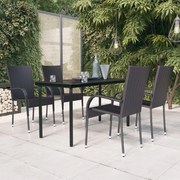 vidaXL Set mobilier de grădină, 5 piese, negru