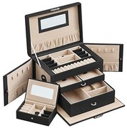 Set 2 cutii de bijuterii, Songmics, 18 x 26 x 17 cm, JBC121B, Negru