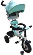 Tricicleta cu copertina Baby Care™ My first Trike, pedale si maner parinti, scaun reversibil cu invartire 360 grade, cadru metalic, Verde Turquise