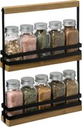 Raft pentru condimente BLACKWOOD, 10 recipiente, 21,5 cm x 5 cm x 30 cm