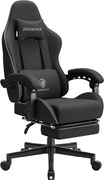 DOWINX 6658 - Scaun Gaming Ergonomic, Masaj in perna lombara, Șezut cu Arcuri Metalice și Spumă, Suport pentru picioare, Rabatabil 90°–135°, Rezistent 130 kg, Material textil, Negru
