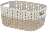 Coș de plastic Duo, crem, 23,5 x 17,5 x 11,5 cm