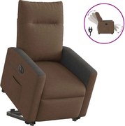 vidaXL Fotoliu electric rabatabil cu ridicare, maro, textil