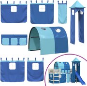 vidaXL Perdele pentru pat etajat cu tunel și turn, albastru