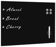 vidaXL Tablă magnetică de perete neagră, sticlă, 80 x 60 cm