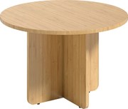 HOMCOM Masă de cafea rotundă, masă de living din bambus cu picior în cruce, natural | Aosom Romania