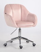 HR2055K Scaun Roz Pudra din Catifea cu Bază Cromata