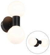 Aplică modernă neagră IP44 cu 2 lumini - Cederic