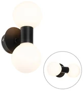 Aplică modernă neagră IP44 cu 2 lumini - Cederic