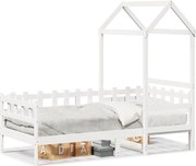 vidaXL Pat de zi cu acoperiș, alb, 80x200 cm, lemn masiv de pin