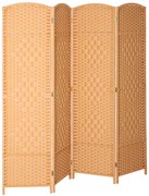 HOMCOM Paravan interior din lemn 4 panouri separator de cameră pliabil pentru living dormitor 180 x 180 cm maro deschis | Aosom Romania