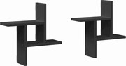 vidaXL Rafturi de perete, 2 buc., negru, 38x12x38 cm, lemn prelucrat