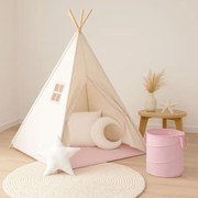 Cort teepee pentru copii, roz / bej, cu accesorii
