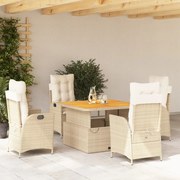 vidaXL Set mobilier de grădină cu perne, 5 piese, bej, poliratan